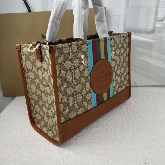 NWT Coach C5793 Dempsey Tote 40 In Signature Jacquard With Stripe And Patch - Picture 7 of 13